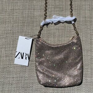 Zara Gold Rhinestone Crossbody Handbag